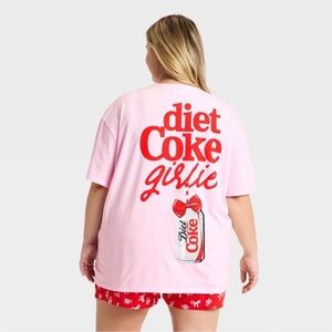 Women's Diet Coke Bow Girlie Graphic Sleep
Pajama Set - Pink XXL